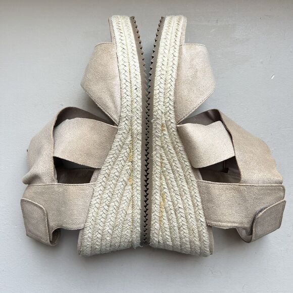 Eileen Fisher Metallic Nude Tan Leather Espadrille Wedge Crossover Sandal US 10 - Picture 3 of 16